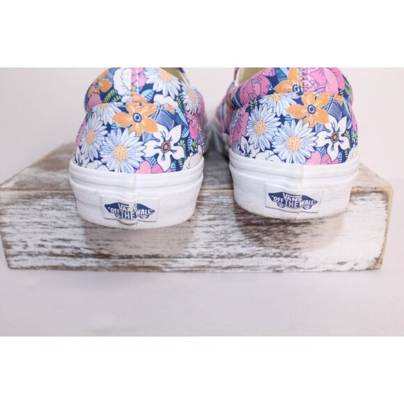 Vans Off The Wall Blue Floral Women's 8.5 Canvas Slide On Boat Shoes Casual - Picture 5 of 10
